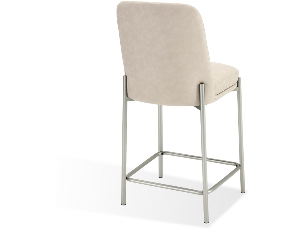 Dion Upholstered Counter Stool in Camel Synthetic Leather and Brushed Nickel Metal - image 3