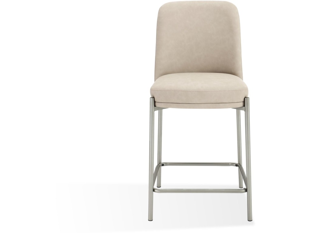 Dion Upholstered Counter Stool in Camel Synthetic Leather and Brushed Nickel Metal - main image
