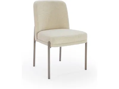 Dion Upholstered Dining Chair in Natural Light Linen and Brushed Nickel Metal - Alternative View
