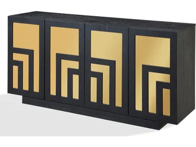 Doheny Wood and Metal  Two Door Sideboard in Black and Brass