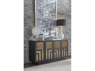 Doheny Wood and Metal  Two Door Sideboard in Black and Brass