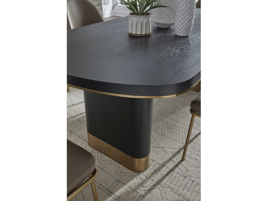 Doheny Wood and Metal Oval Dining Table in Black and Brass - image 1