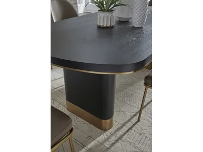 Doheny Wood and Metal Oval Dining Table in Black and Brass - Alternative View