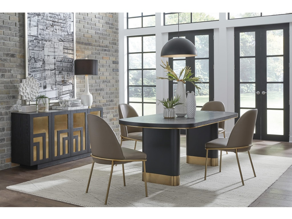 Doheny Wood and Metal Oval Dining Table in Black and Brass - image 2