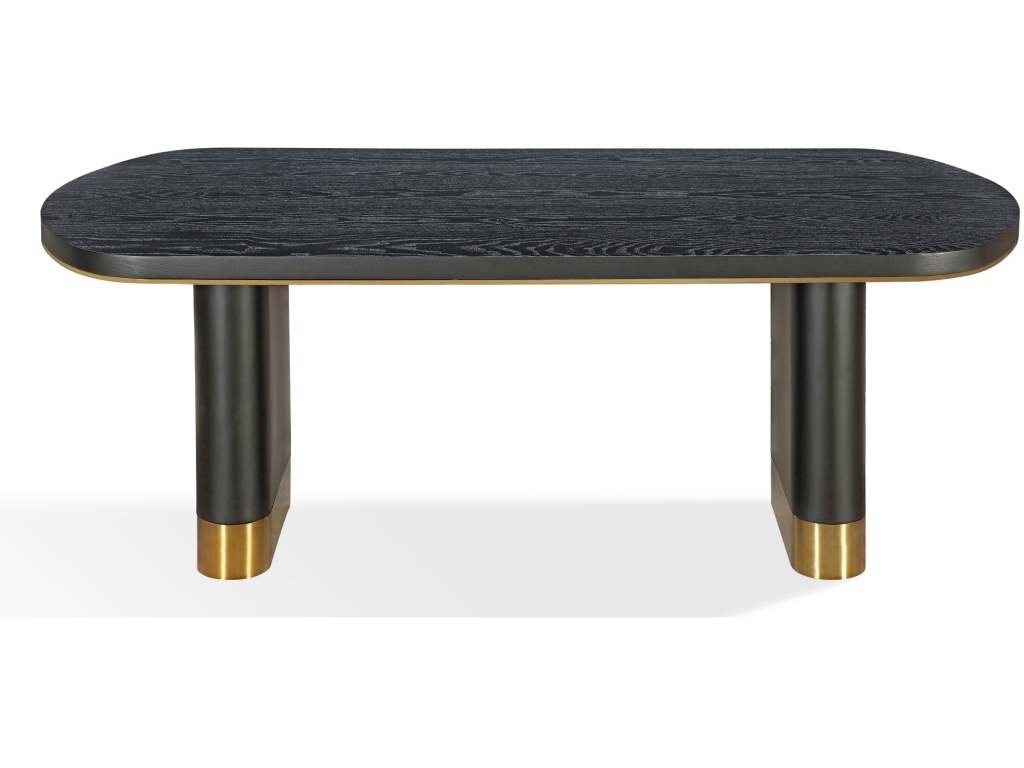 Doheny Wood and Metal Oval Dining Table in Black and Brass - image 3