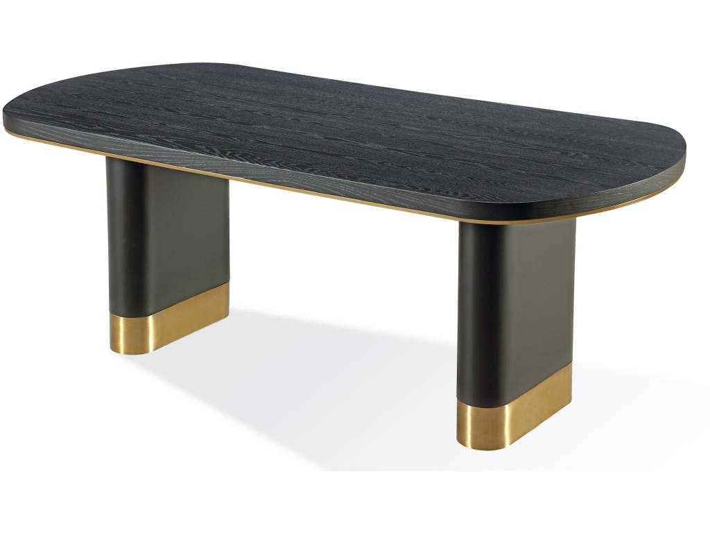 Doheny Wood and Metal Oval Dining Table in Black and Brass - image 4