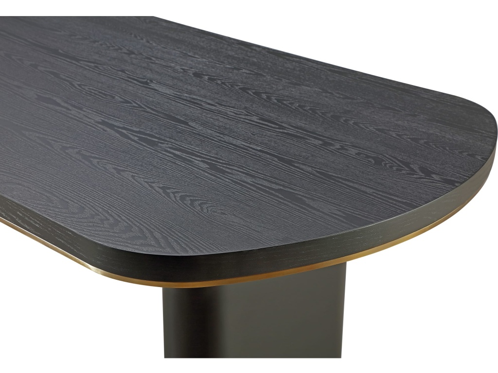 Doheny Wood and Metal Oval Dining Table in Black and Brass - image 5