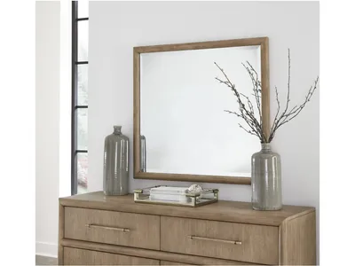 Dorsey Solid Wood and Glass Mirror in Granola