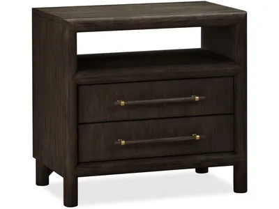 Dorsey Two Drawer USB-charging Nightstand in Basalt Grey