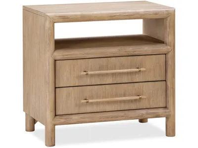 Dorsey Two Drawer USB-charging Nightstand in Granola