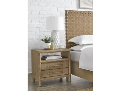 Dorsey Two Drawer USB-charging Nightstand in Granola