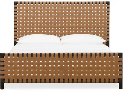 Dorsey Woven Panel Bed in Basalt Grey and Ginger