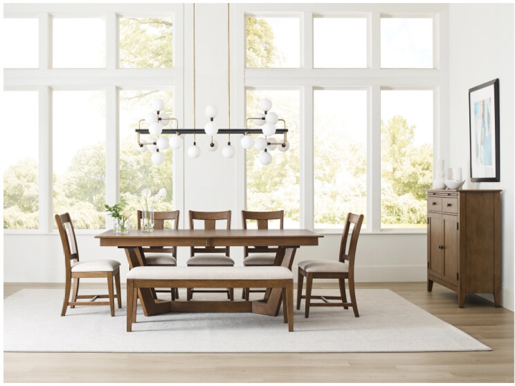 Upholstered Dining Bench, Latte - image 2