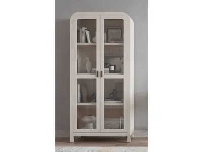 Drake Glass Door Wooden Bookcase in Sugar