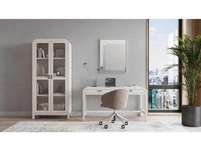 Drake Glass Door Wooden Bookcase in Sugar - Alternative View