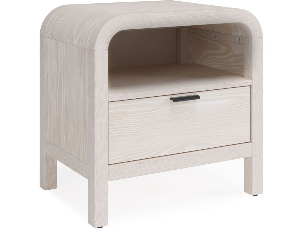 Drake One Drawer One Shelf USB-Charging Nightstand in Sugar - image 2