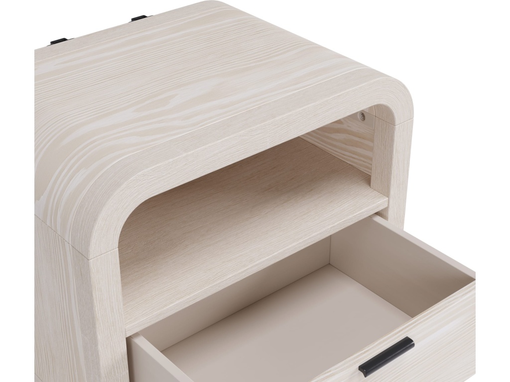 Drake One Drawer One Shelf USB-Charging Nightstand in Sugar - image 3