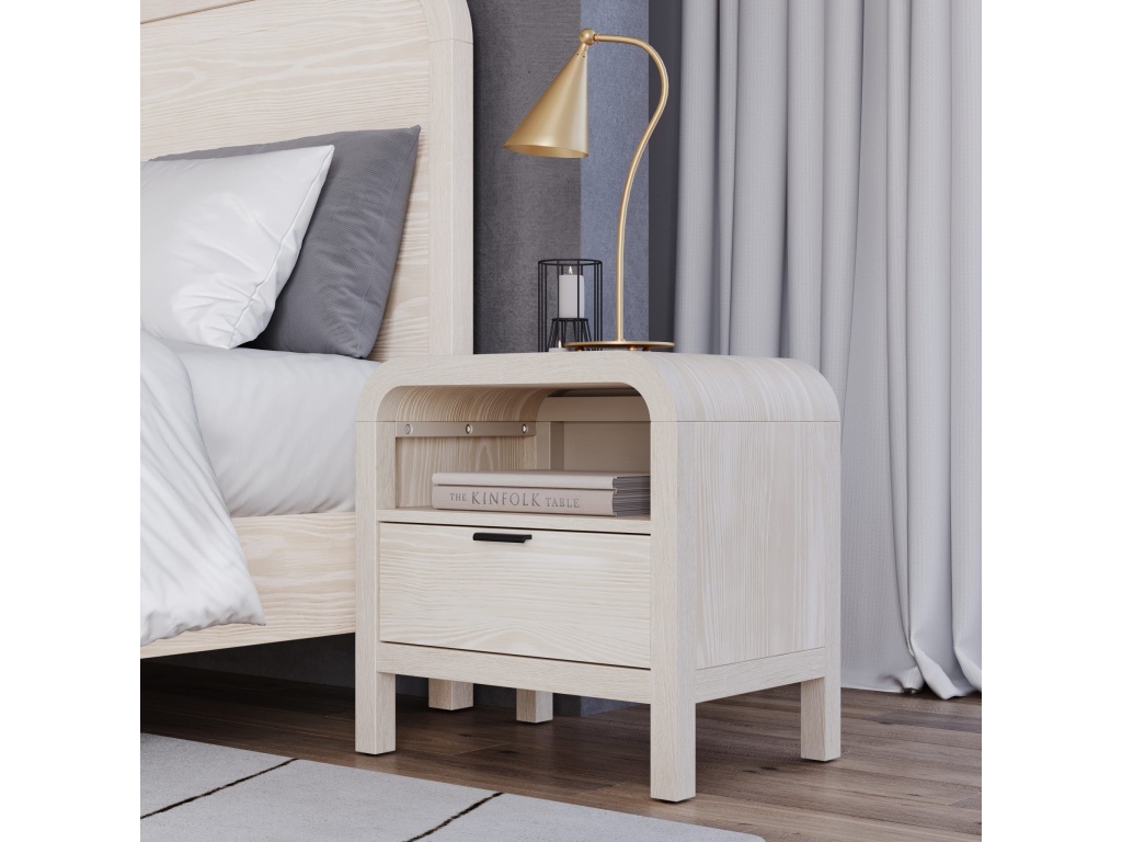 Drake One Drawer One Shelf USB-Charging Nightstand in Sugar - main image