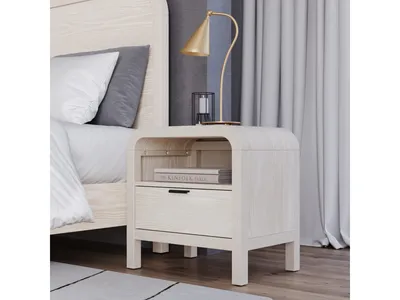 Drake One Drawer One Shelf USB-Charging Nightstand in Sugar