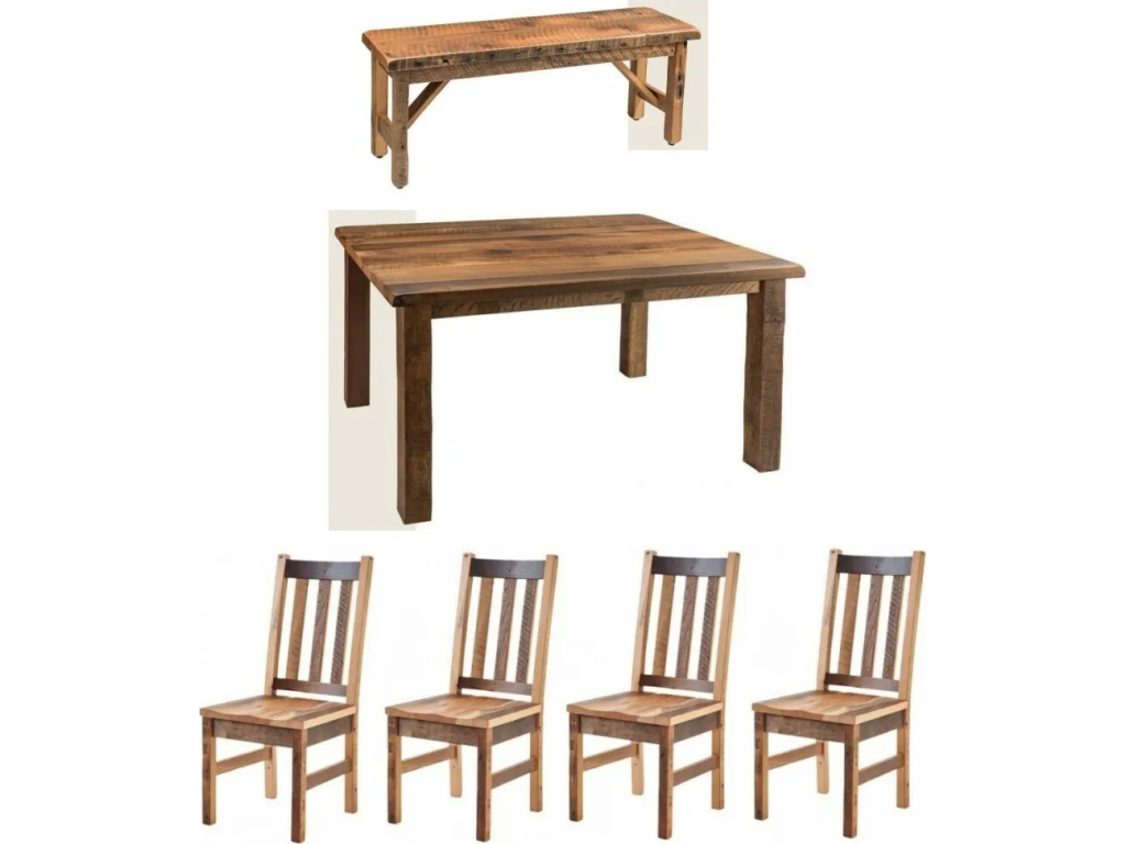 6 PC Reclaimed Barnwood Dining Set - main image