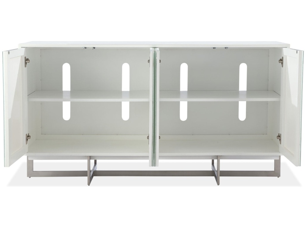 Eliza Cracked Glass Sideboard in Brushed Stainless in White and Brushed Stainless Steel - image 1