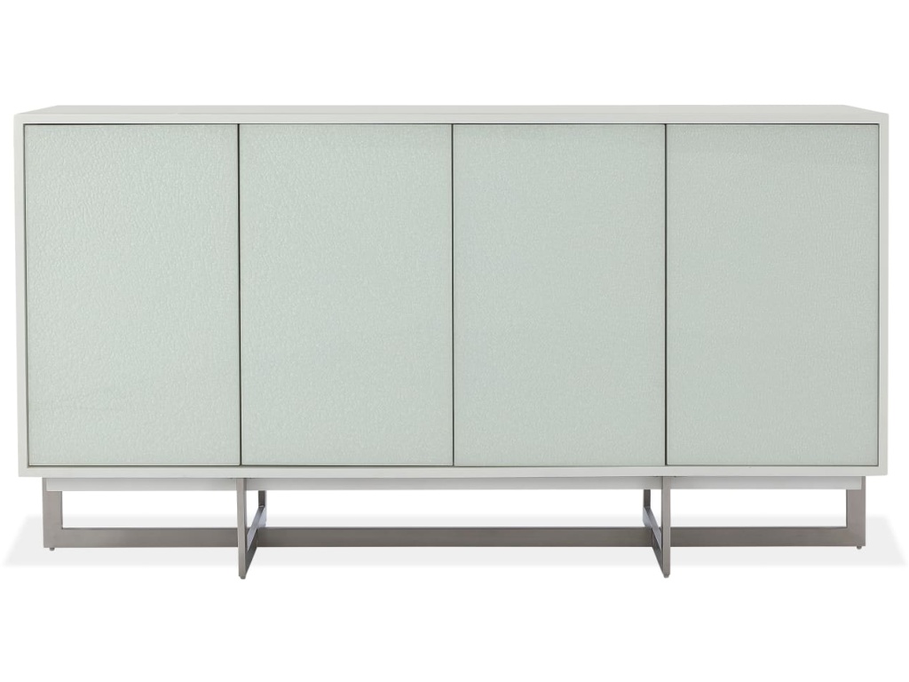 Eliza Cracked Glass Sideboard in Brushed Stainless in White and Brushed Stainless Steel - image 4