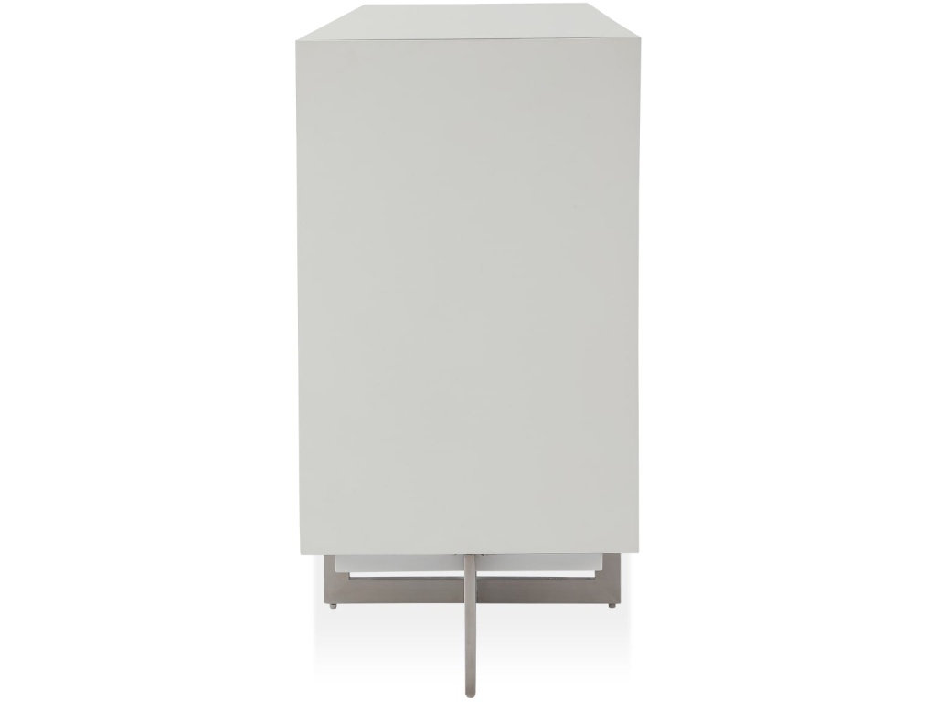 Eliza Cracked Glass Sideboard in Brushed Stainless in White and Brushed Stainless Steel - image 5