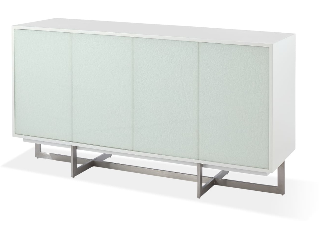 Eliza Cracked Glass Sideboard in Brushed Stainless in White and Brushed Stainless Steel - image 7