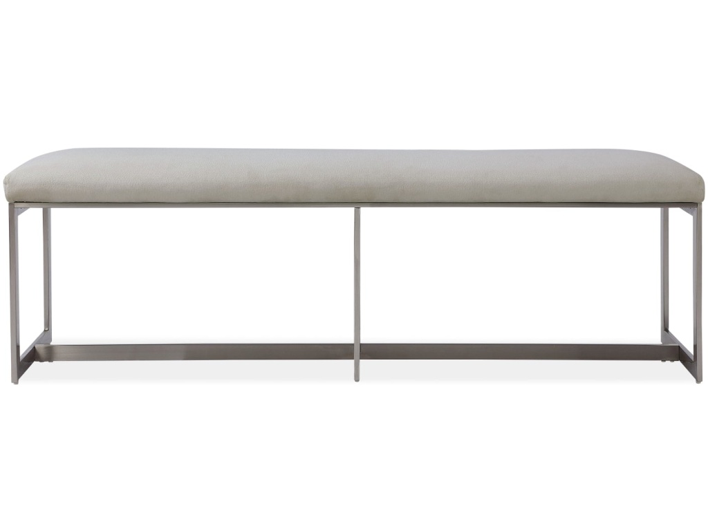 Eliza Upholstered Dining Bench in Dove and Brushed Stainless Steel - image 1