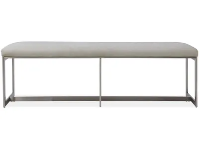 Eliza Upholstered Dining Bench in Dove and Brushed Stainless Steel