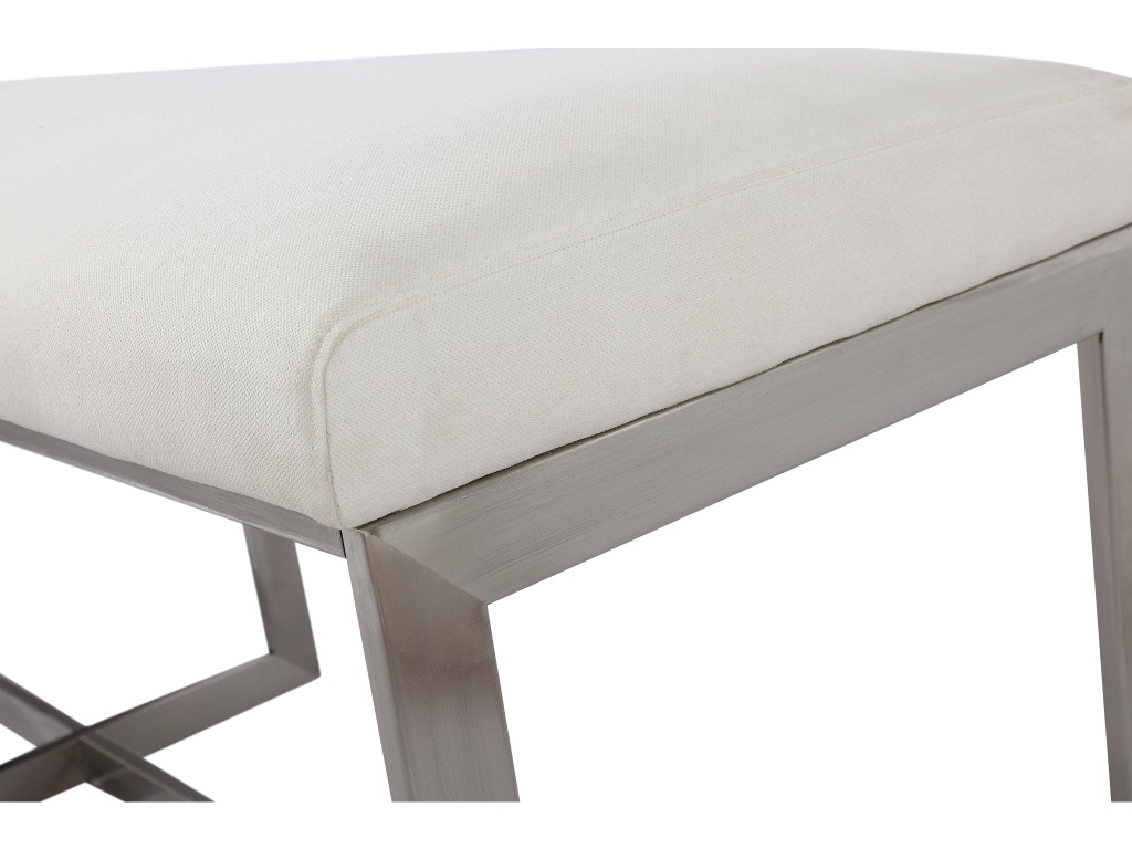 Eliza Upholstered Dining Bench in Pearl and Brushed Stainless Steel - image 1