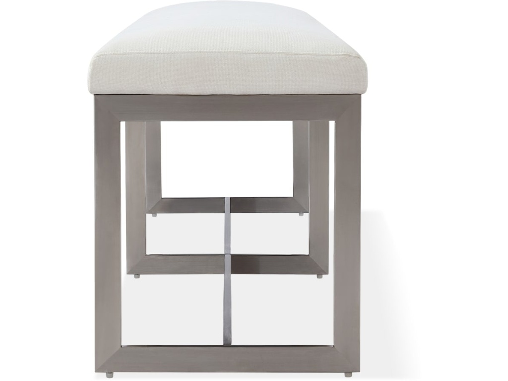 Eliza Upholstered Dining Bench in Pearl and Brushed Stainless Steel - image 4