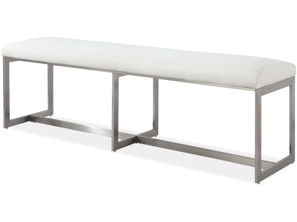 Eliza Upholstered Dining Bench in Pearl and Brushed Stainless Steel - image 5