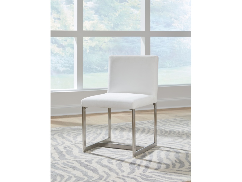 Eliza Upholstered Dining Chair in Pearl and Brushed Stainless Steel - main image