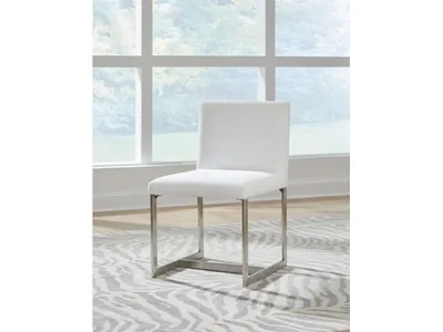 Eliza Upholstered Dining Chair in Pearl and Brushed Stainless Steel