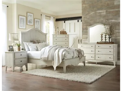 Ella Solid Wood Crown Bed in White Wash - Alternative View