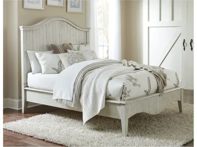 Ella Solid Wood Crown Bed in White Wash