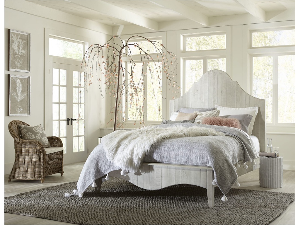 Ella Solid Wood Scroll Bed in White Wash - main image