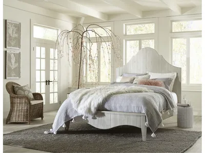 Ella Solid Wood Scroll Bed in White Wash