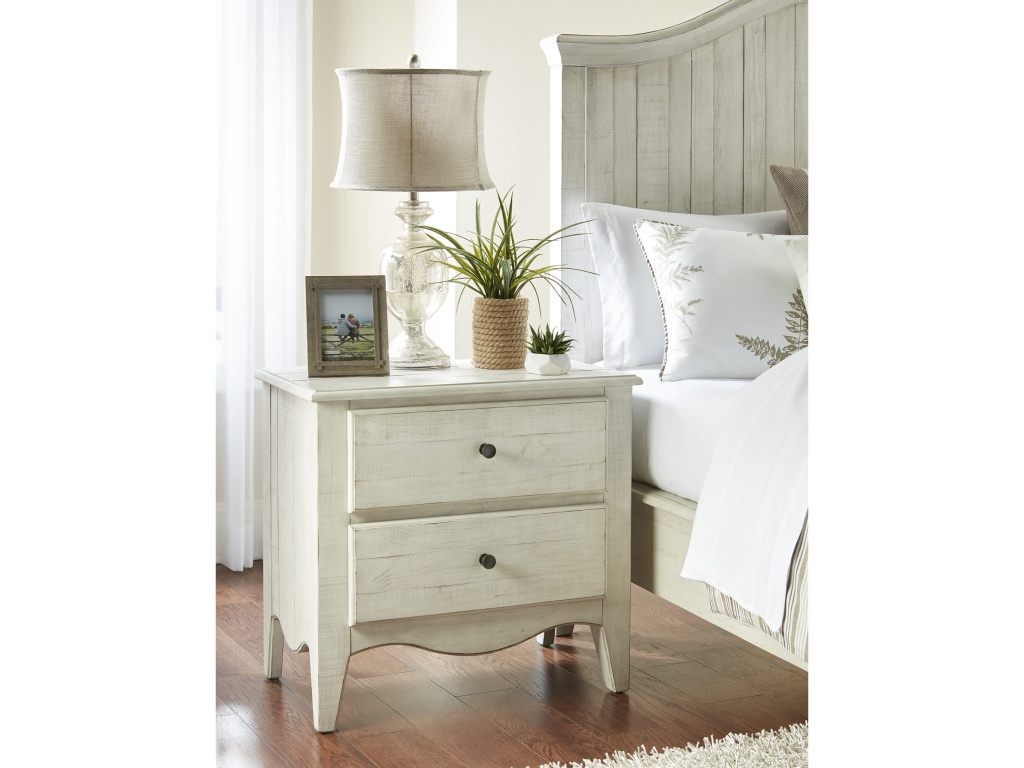 Ella Solid Wood Two Drawer Nightstand in White Wash - main image