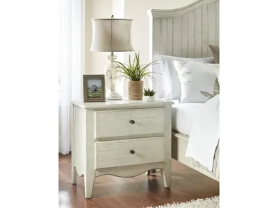 Ella Solid Wood Two Drawer Nightstand in White Wash