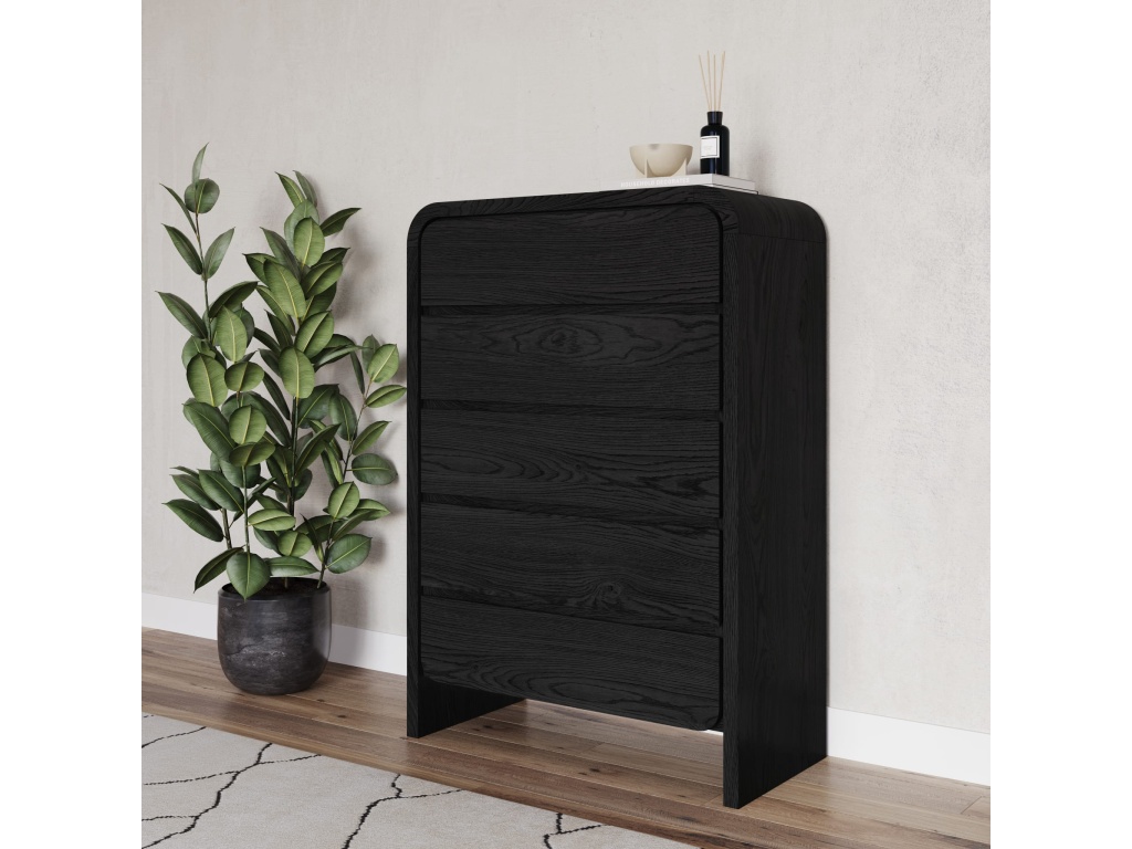 Elora Five Drawer Chest in Jet Black Ash - main image