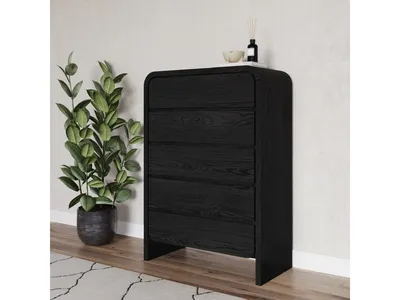 Elora Five Drawer Chest in Jet Black Ash