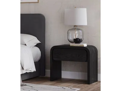 Elora One Drawer Nightstand in Jet Black Ash