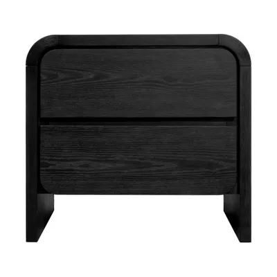 Elora Two Drawer Nightstand in Jet Black Ash