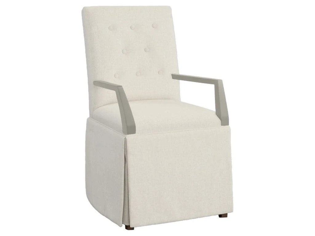 Straight Short Button Back Skirted Arm Chair  - main image