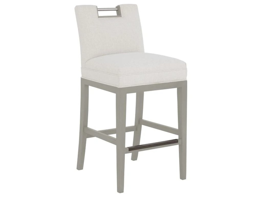 Nickel Metal Pull Short Back Bar Stool  - main image