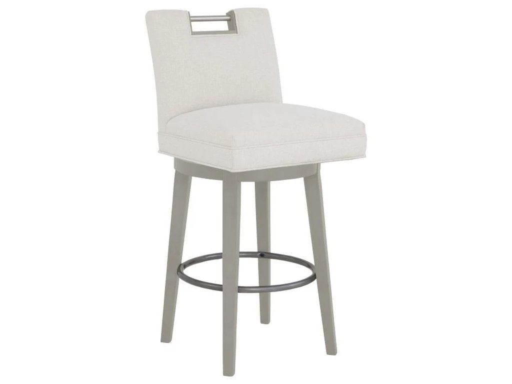 Nickel Metal Pull Short Back Swivel Bar Stool  - main image
