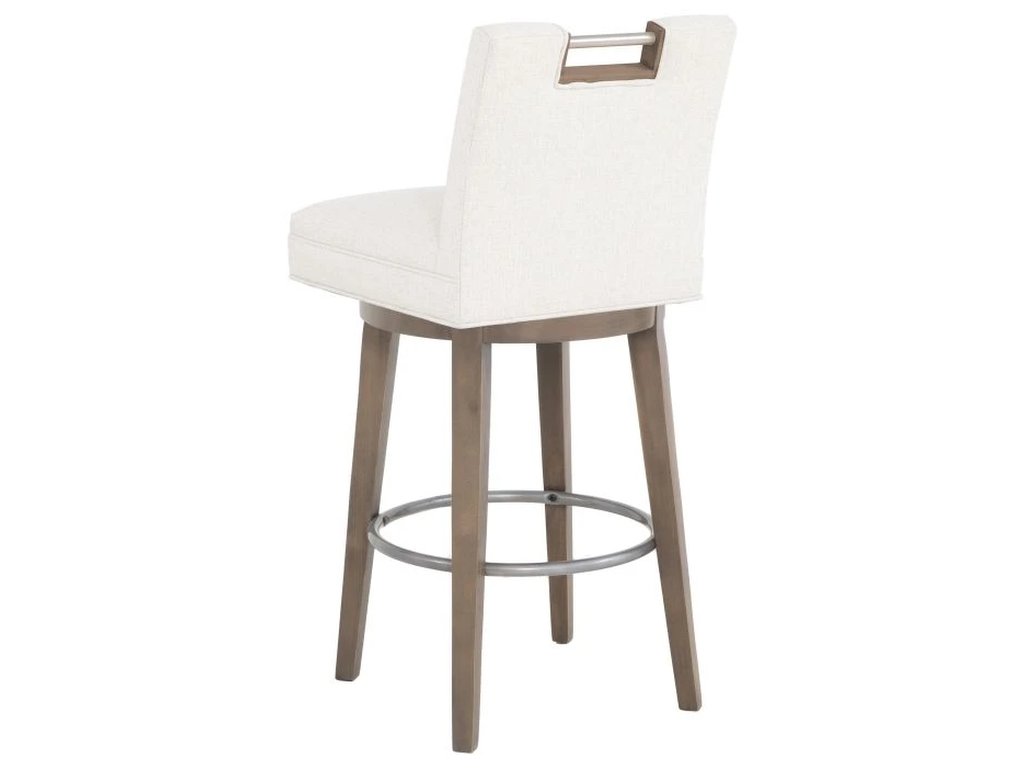 Nickel Metal Pull Short Back Swivel Bar Stool  - image 2