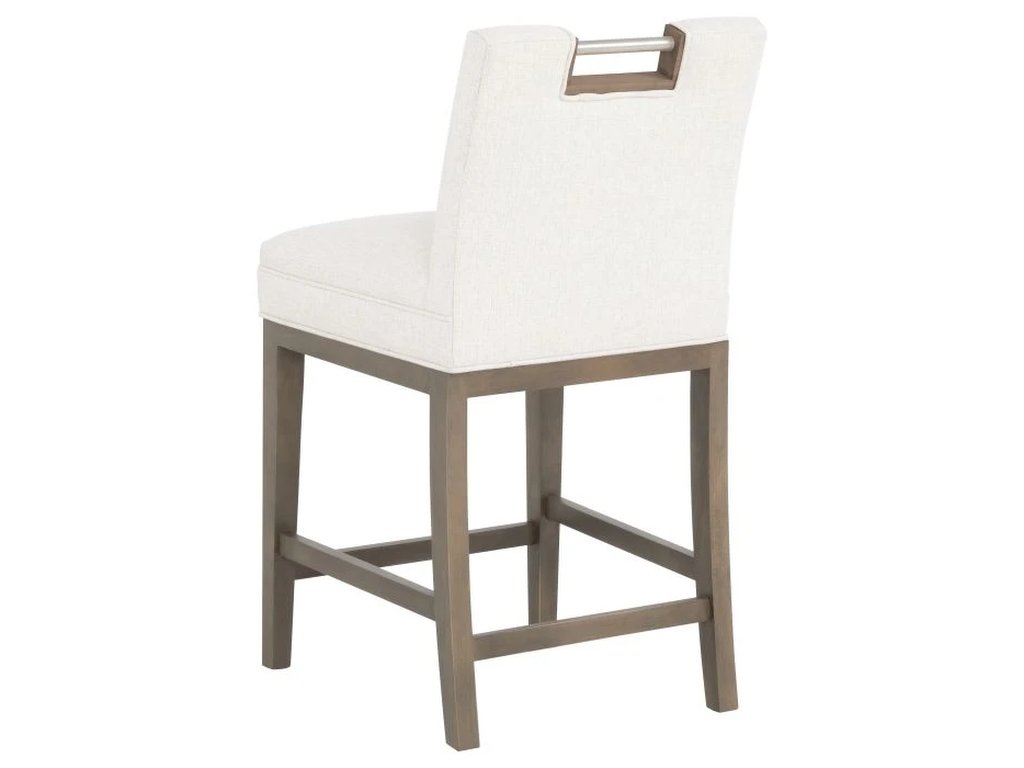 Nickel Metal Pull Short Back Counter Stool  - image 1
